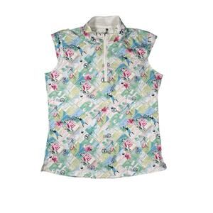 San Soleil Womens Size Large Tee Time Sleeveless 1/4 Zip Pullover UPF 50 Golf